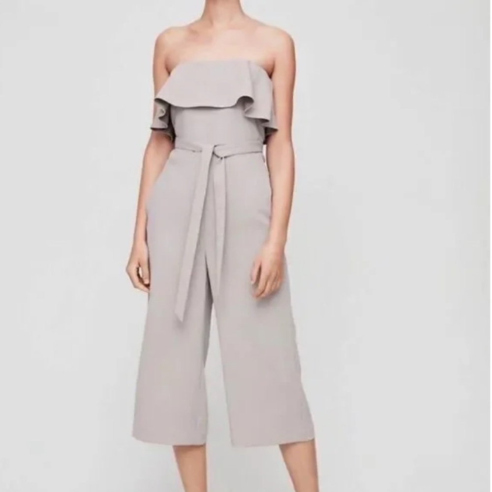 Aritzia Babaton Strapless Belted Jumpsuit with Belt Waist in Light Lilac Purple